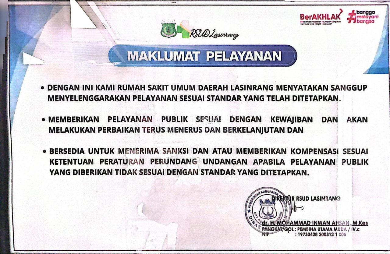 Maklumat Pelayanan RSUD Lasinrang Pinrang