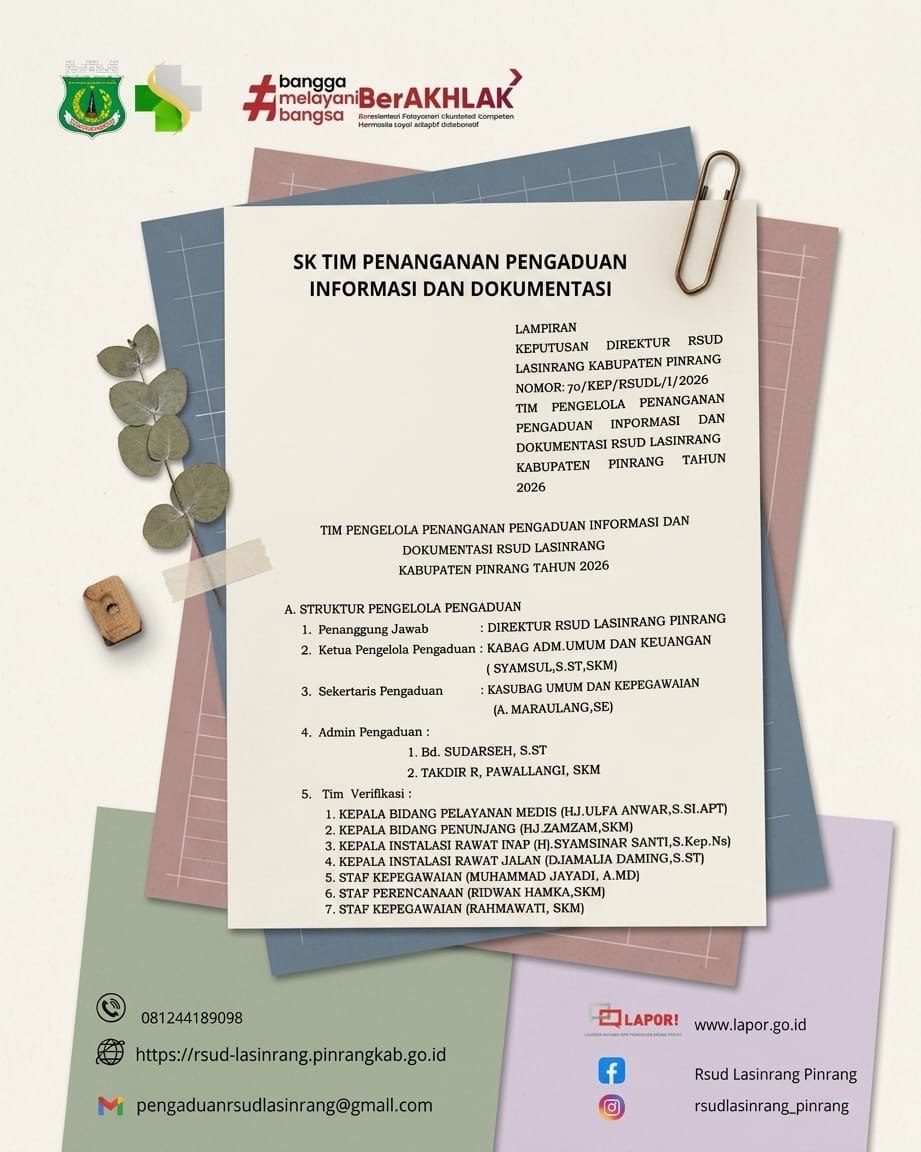 SK Tim Pengelola Penanganan Pengaduan Informasi dan Dokumentasi